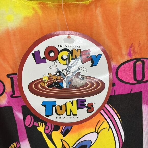 Looney Tunes T Shirt Size Large Vintage Tie Dye Warner Bros Tweety Bird 1996 - Picture 5 of 9